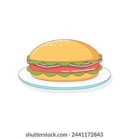 Hamburguesa, ilustración vectorial en estilo plano