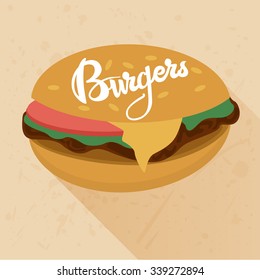 Burger
Vector illustration of food in a flat, retro style.