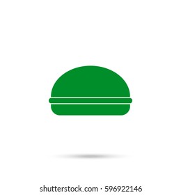Burger, vector illustration. Green icon and gray shadow 