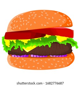 Burger vector illustration, Hamburger, Cheeseburger illustration vector on white background
