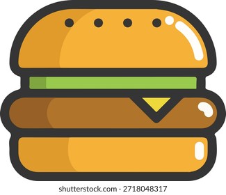 Ilustración vectorial de hamburguesa, icono de hamburguesa, comúnmente utilizado como un logotipo o icono o diseño. Icono de hamburguesa sin fondo.