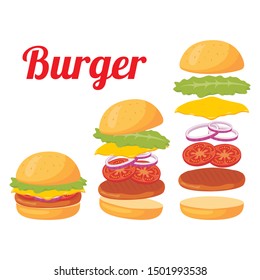 Burger vector illustration isolated on white background 