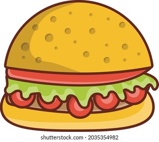 ilustración del vector de hamburguesa en un fondo transparente. Símbolos de calidad premium. Icono de color plano de línea vectorial para el concepto y el diseño gráfico.