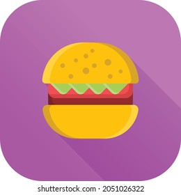 Burger Vector Illustration On A Transparent Background. Premium Quality Symbols. Vector Line Flat Color  Icon For Concept And Graphic Design.