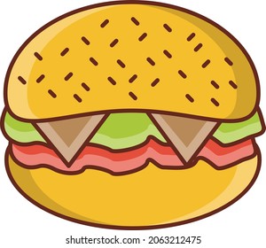 burger Vector illustration on a transparent background. Premium quality symbols. Vector Line Flat color  icon for concept and graphic design.