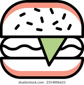 burger Vector illustration on a transparent background. Premium quality symmbols. Line Color vector icons for concept and graphic design.