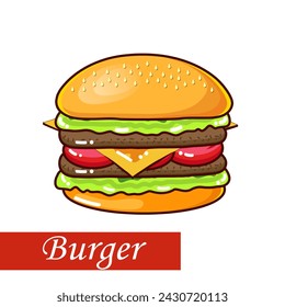 Burger Vector Ilustración sobre fondo blanco 
