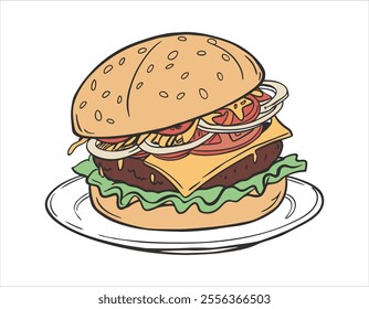 Burger vector illustration on white background