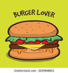 Burger Vector Illustration for Poster or Tshirt