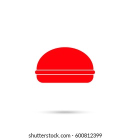 Burger, vector illustration. Red icon and gray shadow