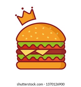 Burger vector Illustration, simple element illustration, king burger with crown logo vector