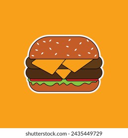 Ilustración vectorial de hamburguesa, hamburguesa simple, icono de hamburguesa.