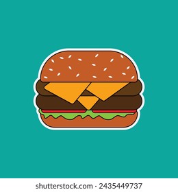 Burger Vector Illustration, Simple Burger, Humburger icon.