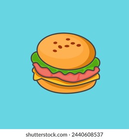 ilustración vectorial de hamburguesa, simple icono de hamburguesa  