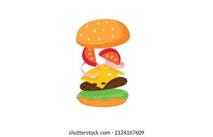 
Burger Vector Illustration. Vector Burger In Vibrant Colors. Food Illustration. Royalty Free Clipart, Vectors, And Stock Illustration.