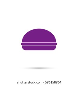 Burger, vector illustration. Violet icon and gray shadow 