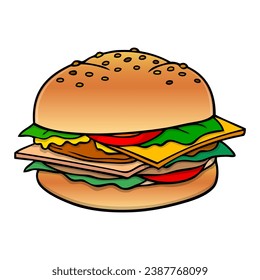 burger vector illustration,isolated on white background,top view