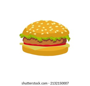 Imagen vectorial de la hamburguesa aislada en fondo blanco
