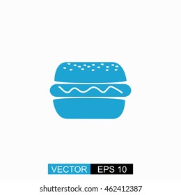 Burger vector. Isolated blue icon on white background.