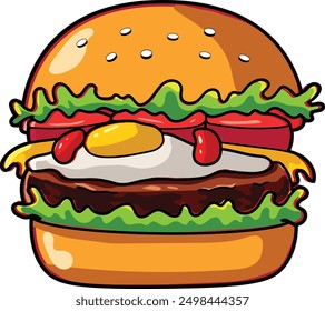 burger vector isolated cartoon clip art