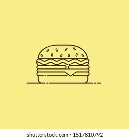 Burger. Vector isolated flat illustration fast food for poster, menus, brochure, web and icon fastfood. Burger vector line icon isolated on white background. for infographic, website or app