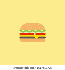 Burger. Vector isolated flat illustration fast food for poster, menus, brochure, web and icon fastfood.