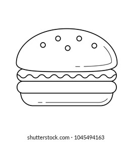 Icono de línea vector de hamburguesa aislado en fondo blanco. Icono de línea Hamburger para infografía, sitio web o aplicación. El concepto de la comida rápida a la parrilla.