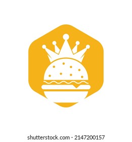 Burger vector logo design. Burger with crown icon logo concept.	