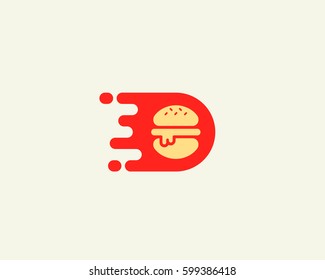 Burger vector logo design. Fast food delivery logotype.  