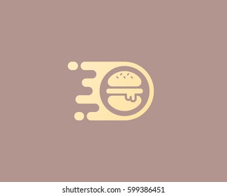 Burger vector logo design. Fast food delivery logotype.  