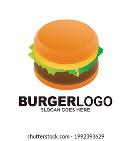 Logo del vector de hamburguesa. Imagen vectorial para comida de hamburguesa