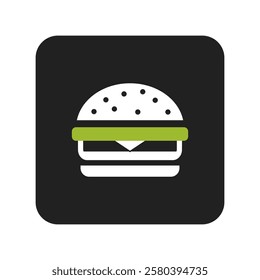 burger vector logo on black square background