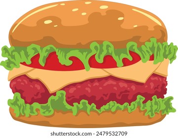 Vector de hamburguesa en la capa de color separada del archivo eps