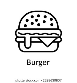 Ilustración de diseño de iconos del contorno del vector de hamburguesa. Símbolo de comida y bebida sobre fondo blanco Archivo EPS 10