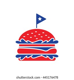 Burger Vector Red Blue Pictogram Icon Sign