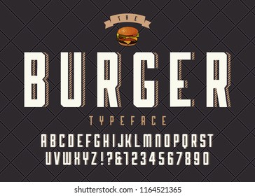 Burger vector retro regular font design, alphabet, typeface, typography.