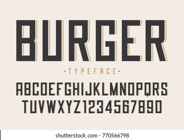 Burger vector retro design de fonte regular, alfabeto, tipo de letra, tipografia.