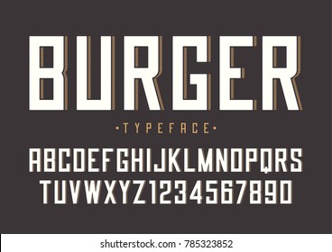 Burger vector retro regular font design, alphabet, typeface, typography.