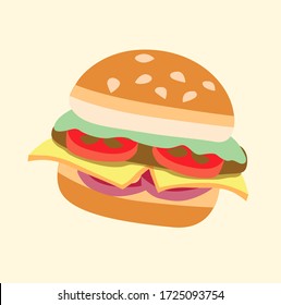 burger vector, sandwich, hamburger, cheese burger, fast food.