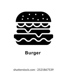 Burger vetor ícone sólido ilustração estilo. Símbolo no plano de fundo branco EPS 10 Arquivo