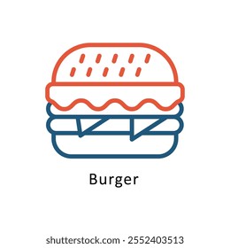 Burger   Vector Two Colors outline Icon. Eps10 File