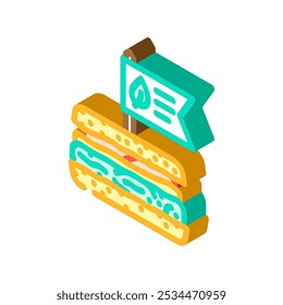 burger vegan food isometric icon vector. burger vegan food sign. isolated symbol illustration