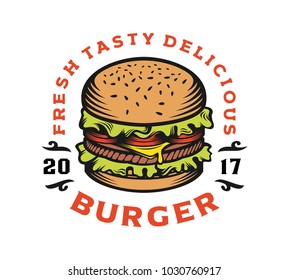 Burger vintage label illustration