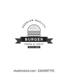 Burger vintage logo design template