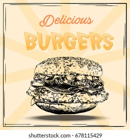 Burger vintage poster.