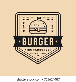 Burger vintage premium quality vector emblem isolated design illustration