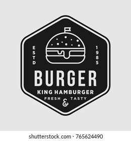 Burger vintage premium quality vector emblem isolated design illustration
