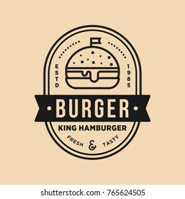 Burger vintage premium quality vector emblem isolated design illustration