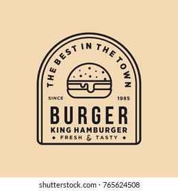 Burger vintage premium quality vector emblem isolated design illustration