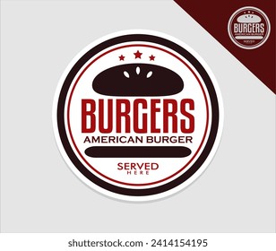 burger vintage stamp logo emblem sticker vector food.for streets food template design